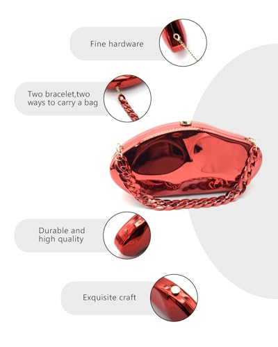 Image of Acrylic Silver Evening Clutch Purse for Women, Wedding Guest Clutch Metal Chain Shoulder Crossbody Bag