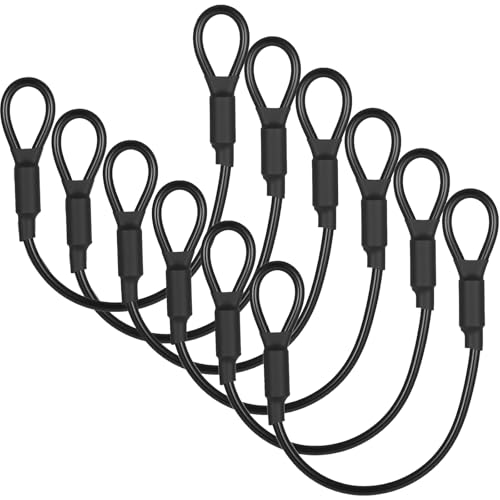 6-Pack Heavy Duty Security Cable with Loops Ends, Braided Stainless