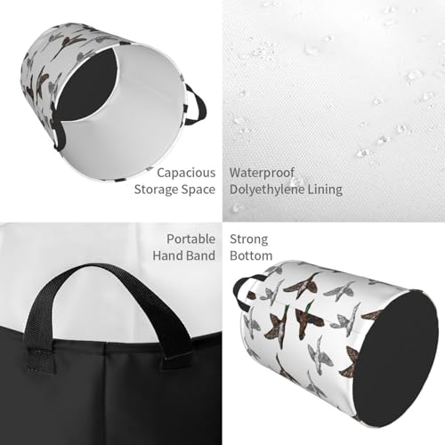 Image of Laundry Basket Room Decor,Round Laundry Hamper Waterproof Dirty Clothes Hamper Collapsible Laundry Baskets With Handles,Toy /Clothes Storage Basket For Home Dorm Bathroom Decor