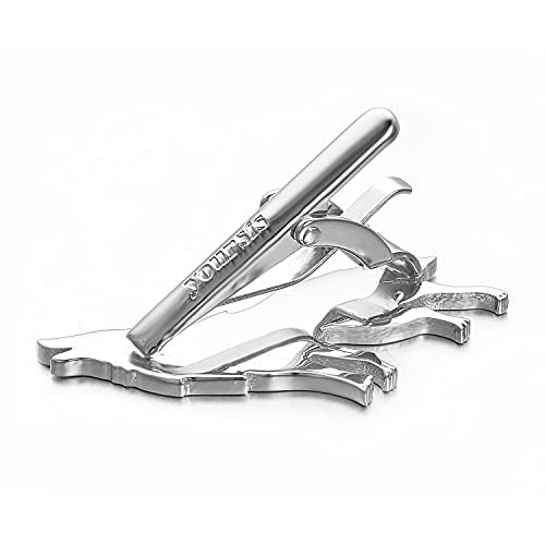 Yoursfs Unique Tie Clips For Men 316L Stainless Steel Howling Wolf Tie Clip Bar Mens Personailzed Silver Tie Pin Clothing Accessories Gift #TOP4