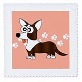 3dRose Brindle Cardigan Corgi with Paw Prints 12x12 inch Quilt Square