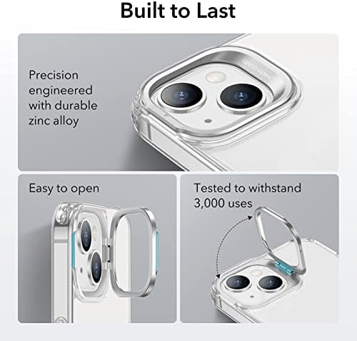 ESR Classic Kickstand Case Compatible with iPhone 14 Case and iPhone 13 Case, Clear Case with Stand, Military-Grade Protection, Built-In Camera Ring Stand, Scratch-Resistant Acrylic Back, Clear