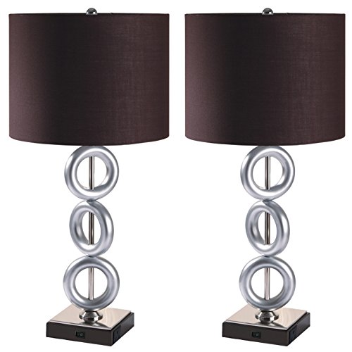 Lámpara de Mesa Ryan Elegant con Toma de Corriente, Set de 2 miniatura 1