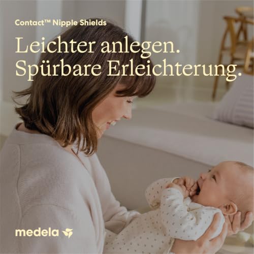 Medela Contact Brusthütchen aus Silikon – Weiches, ultradünnes Design – BPA-frei – 1 Packung mit 2 Hütchen (24 mm) und Aufbewahrungsbox – Ansicht 2