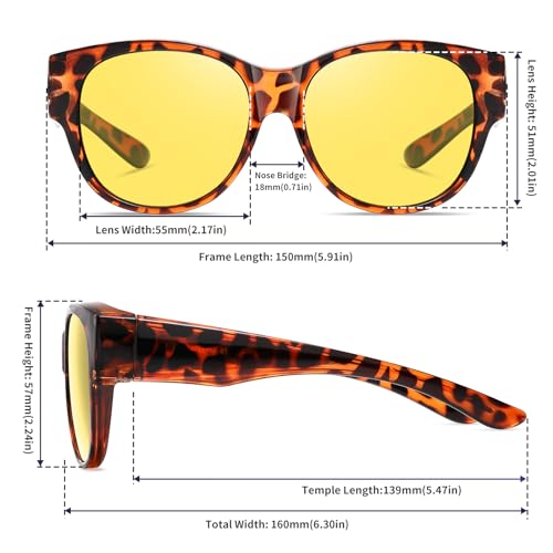Image of GEGURI Polarized Sunglasses Fit Over Glasses for Men Women, Oversized Square Sun Glasses UV400 Protection Shades