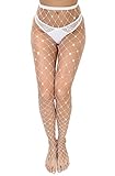 Sexy Jeweled Sparkly Diamond Fishnet Stockings High Waist Tights Shiny Rhinestone Sheer Pantyhose With Bling Crystals