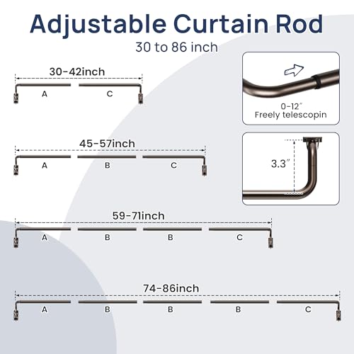 Image of ENJOYBASICS 48-84 inch Wrap Around Curtain Rod, Quick Curtain Change, Bronze