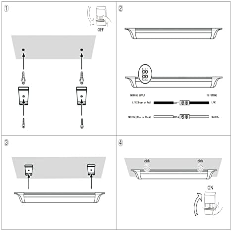 2 Packs 4FT LED Batten Light,40W LED Tube Light Ceiling Surface Mounted Light Natural White 4000K 4000LM 180 °Beam Angle Ceiling Light for Shop,Office,Living Room,GarageWarehouse, Kitchen