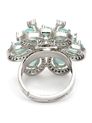 Image of Karatcart Platinum Plated Elegant Austrian Crystal Adjustable Leaf Ring for Women and Girls