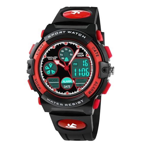 Image of Dayllon Boys Watch,Kids Watch for 5-15 Year Old Boys,Digital Sport Outdoor Multi Function Waterproof with LED Alarm Calendar Analog Watch for Kids Gifts