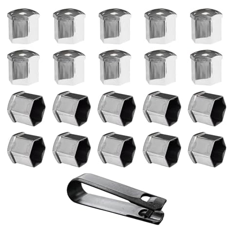 Augeny 20 PCS Wheel Nut Covers Bolt Caps, 19mm Wheel Lug Bolt Covers Caps with Removal Tool, Auto Hub Screw Bolt Head Tire Protector, Universal Vehicle Exterior Decor Accessories (Silver) Cover