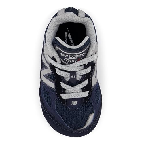 New Balance Baby Boys 990 V6 Lace-up Sneaker, Navy/Silver, 2 Infant2