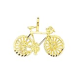 Collier avec pendentif en forme de vélo en or jaune 14 carats 21 x 16 mm, Métal