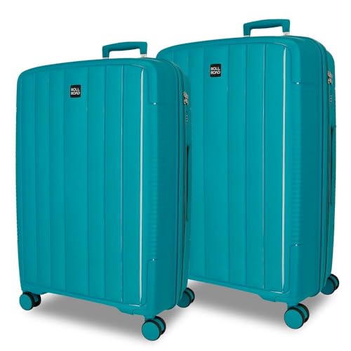 Set de valises vert turquoise Roll Road Acadia rigides 65-75 cm extensible