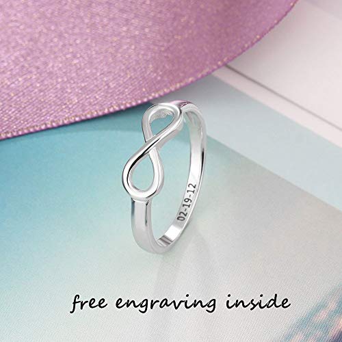 Lam Hub Fong Free Engraving Infinity Knot Bff Friendship Rings For Women Personalized Sisters Best Friends Rings Engagement Wedding Bands Promise Name Rings Valentines Day Jewelry For Women (7.5) #TOP1