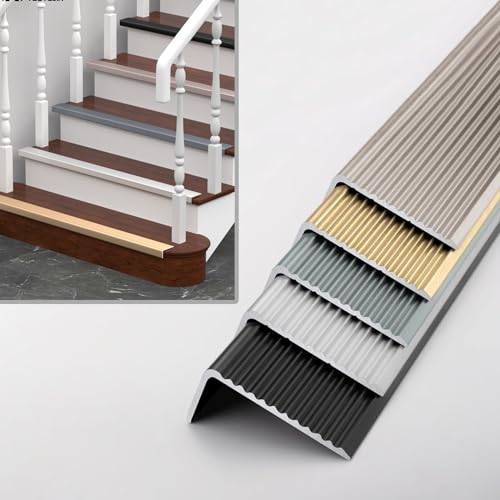 HJXGQJM Antidérapant Nez De Marche en Aluminium,Protecteur De Bord D'escalier Bordure D'escalier, Forme en L Profilé De Protection d'angle(Black,70x30mm)