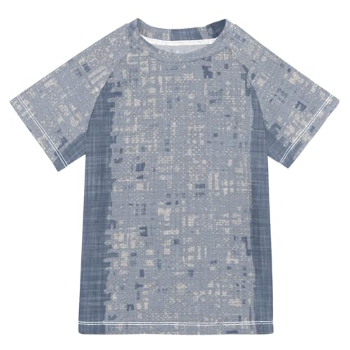 GuoChe Short Sleeve Rash Guard Girls Little Girls Swimsuits for 3-12 Years Blue Stripe