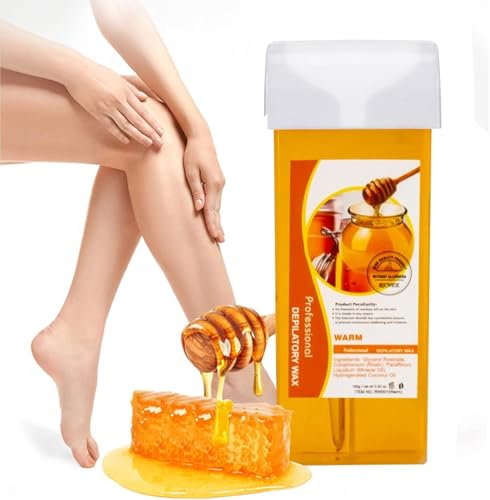 Image of KAHRAL Roll-On Wax Warmer Kit for Hair Removal - Includes Wax Warmer, Refill Cartridges, and Wax Strips for Women (Pack of 3) - Waxing Kit (Honey Wax Roller)