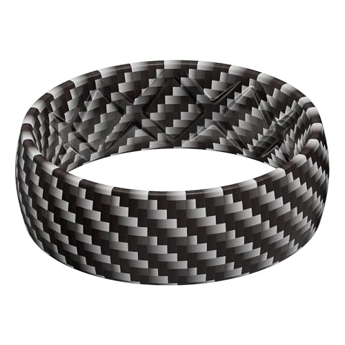 Egnaro Men's American Flag Printed Silicone Rings, 8mm Wide 2mm Thick Bands