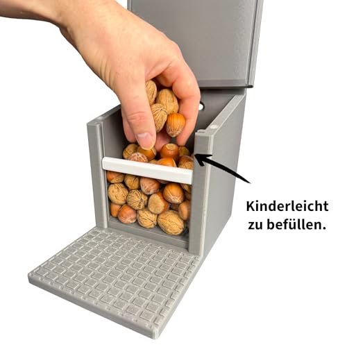 Eichhörnchen-Futterhaus – absolut witterungsbeständig, tierfreundlich, sehr langlebig und robust (komplett Grau)