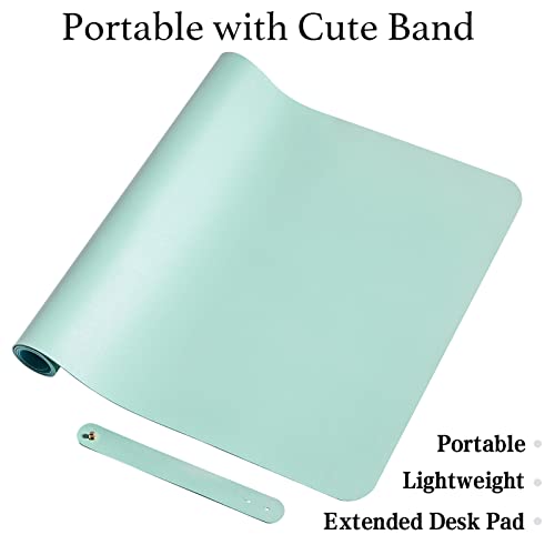 Protetor de mesa de couro PVC com cinto de armazenamento, tapete de mesa de escritório multifunciona