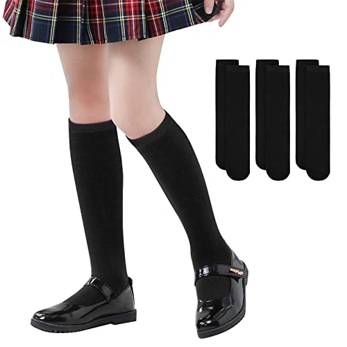 American Trends Kids Knee High Socks Boys Girls School Uniform Dress Socks Toddler Long Tube Seamless Knit Socks 3 Pack