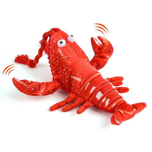 LIFLIX Flappy Lobster Cat Toy Interactive Flapping Cat Toys for Indoor Cats Touch Activated Pet Toys with Refillable Catnip USB Rechargeable