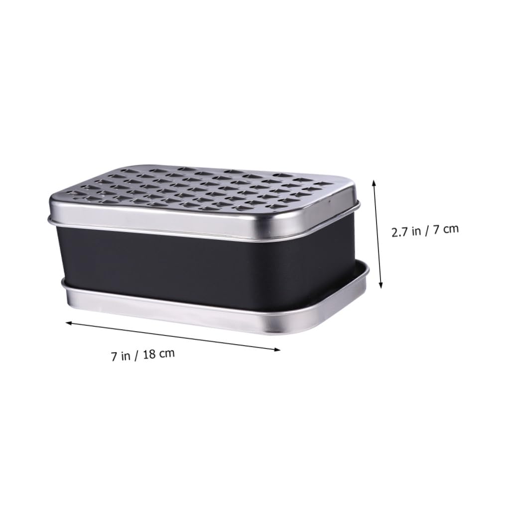 Rallador de Queso y Verduras de Acero Inoxidable Negro Caja | 1, Superficie Estriada, para Cocina y Restaurante, Apto para Batata y Ajo