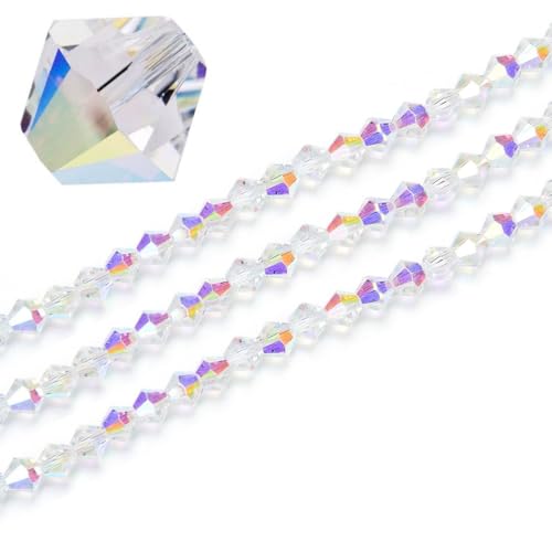 500pcs Czech 6mm (0.24 Inch) Faceted Bicone Crystal Glass Loose Beads Spacer Bulk Crystal AB for DIY Craft Jewelry Making CCB602