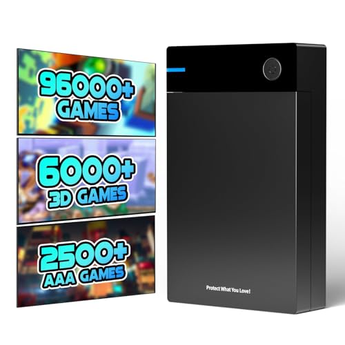 Kinhank 12TB Retro Game Hard Drive with 96000+ Classic Games Video Game Console Portable Game Hard Drive Disk Compatible with Win-7/8/10/11