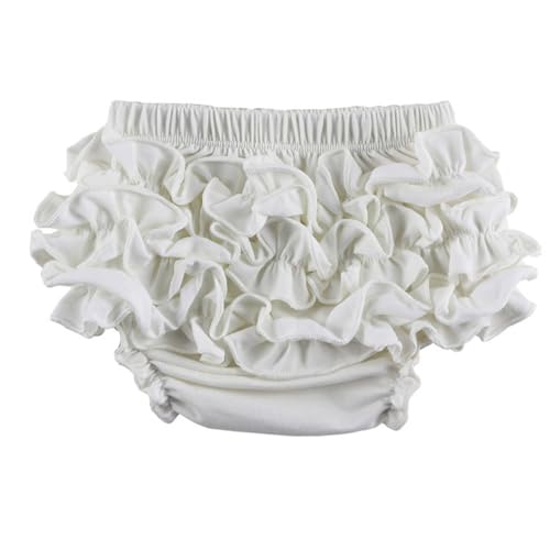 Fundas de bebé para niñas con volantes para niños pequeños niña cubierta de color liso pantalones cortos de bebé ropa interior infantil, Blanco, 6-12 meses