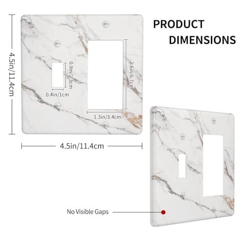 Decorative Outlet Covers Modern Grey Gold Marble Texure 2 Gang Outlet Cover Wall Plate Single Toggle Rocker Light Switch Cover Plate Switch Plate Covers for Kitchen Bathroom Decor