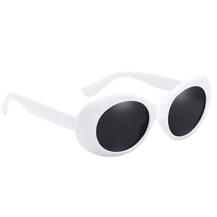 ZHjuju Retro Sunglasses, Unisex, Oval Round Lens, White ZHjuju Retro Sunglasses, Unisex, Oval Round Lens, White