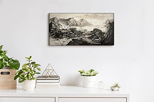 Horloge sur Toile Mains Blanches Art Moderne 60x30cm