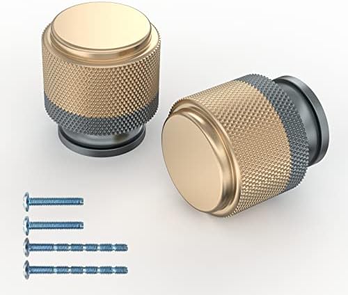 ELEBUILD 10 Pack 1" Cabinet Knobs Aluminum Gray and Gold Drawer Knobs for Kitchen Bathroom Bedroom Wardrobe Hardware