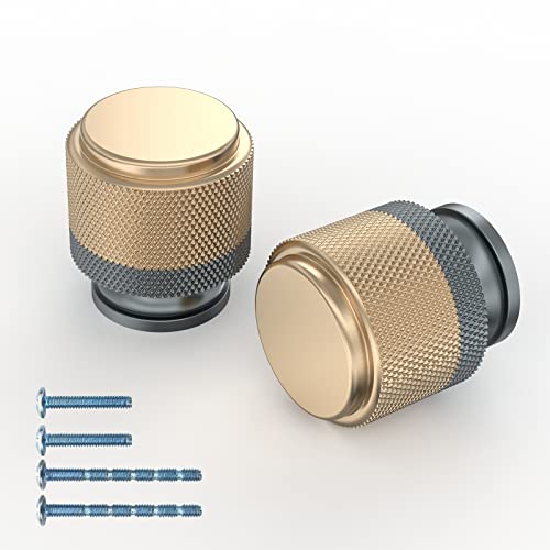 Elebuild 10 Pack 1" Cabinet Knobs Aluminum Gray And Gold Drawer Knobs For Kitchen Bathroom Bedroom Wardrobe Hardware #TOP10