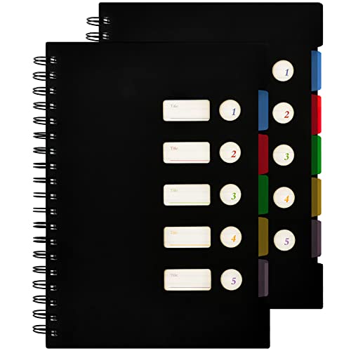 Eoout 2 Pack 5 Subject Notebook, Notebook For Work, B5 Spiral Notebook College Ruled With Tabs, 8 X 10.5Inch, 300 Pages Lined Journal With 5 Pocket Colored Dividers For School Home Office Supplies #TOP16
