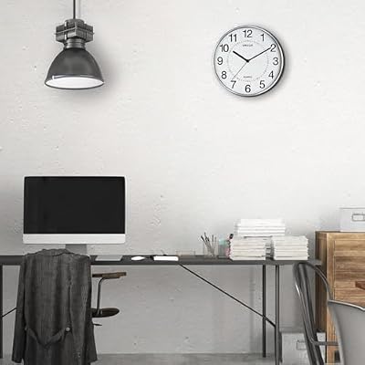 Unilux 400094280 Aria Metal Grey Modern Wall Clock with Second Hand 30.5 cm Double Hour Markings