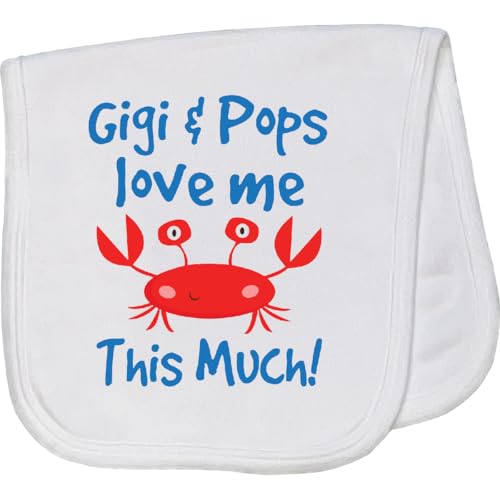 inktastic Gigi and Pops Grandchild Crab Baby Burp Cloth White 45c53