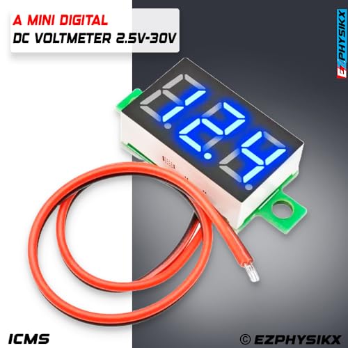 Image of DC Voltmeter Indicator /TESTER - DC 3.5-30V, LED Display Panel Digital Voltage meter for Electrical, Computers, Electronics, Home, Industrial Equipment's (BLUE, PACK OF 1)