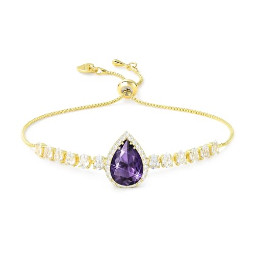 Linawe SL001-PUR-GLD Amethyst Purple Crystal Imitation Diamond Bracelets cover