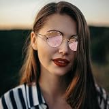 Joopin Vintage Lennon Okrągłe Okulary Przeciwsłoneczne Man - spolaryzowane UV400 Protection Circle Retro Steampunk Okulary Przeciwsłoneczne dla Kobiet i Mężczyzn (Srebrny+Różowy)
