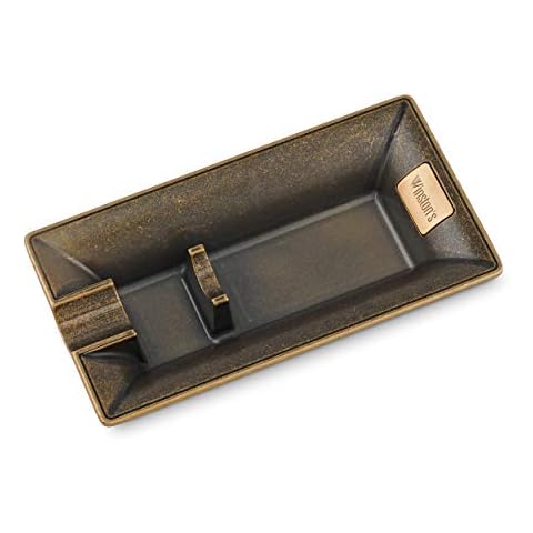 Winston's the Churchill Antique Bronze Cigar Ashtray, Durable with Cigar Holder Cover