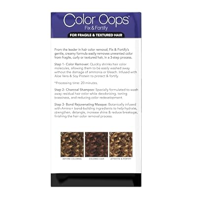 Color Oops Fix & Fortify Bond Rejuvenating Color Remover, Includes Color Remover, Activator Mixing Bottle, Charcoal Shampoo, Bond Rejuvenating Masque, Gloves, Cap, Instructions, Cruelty Free