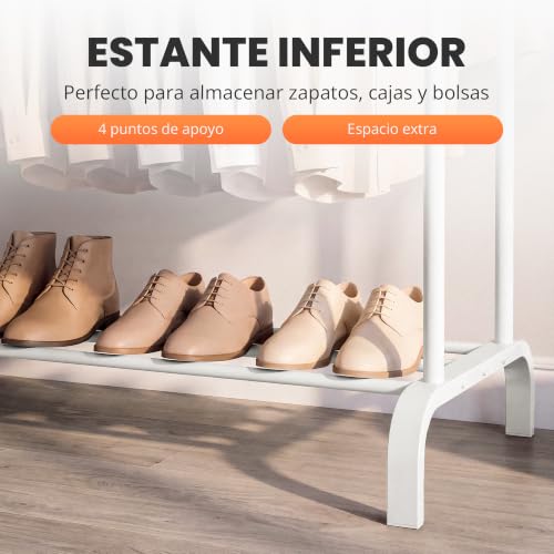 Miniatura 5 de Jupplies Burro Ropa Resistente Perchero Burro Doble Con Soporte Blanco, Sin Ruedas