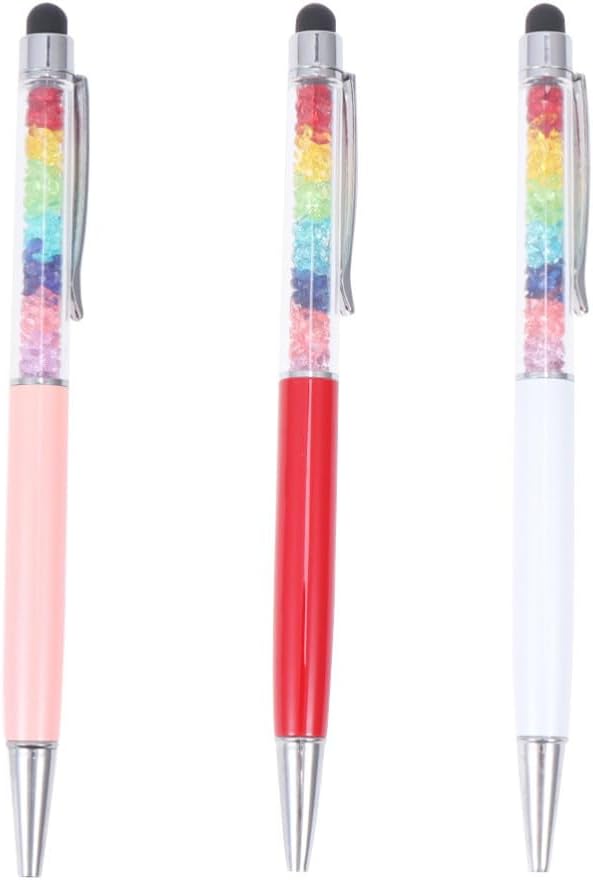 VOSAREA 3pcs Capacitive Stylus Pens for Touch Screens with Crystal Ball Tip, Smooth Metal Writing Tools Compatible with Touchscreen Tablets and Smartphones, for Office Use Random Color