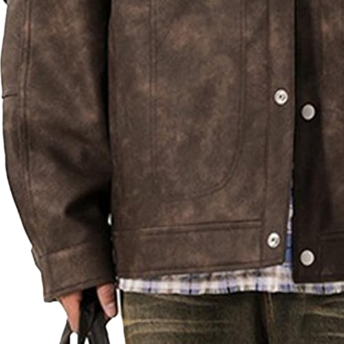 Chaqueta de mezclilla multibolsillos con solapa de botón para hombre 4