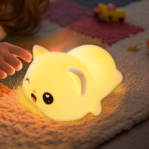 Lámpara de Noche de Silicona Gato Colorido Con Luz LED miniatura 6