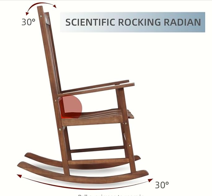 HiHomely Light Brown Rocking Chair for Dining Room – Solid Wood with Cushioned Seat, Comfortable & Stylish, Living Room Nursery (1 Seat)