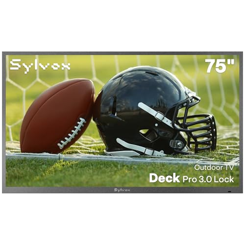 SYLVOX 75" Outdoor TV, IP56 Weatherproof Smart Outdoor TV with Google TV, 2&times;12W Speakers, AI Wallpaper, Anti-Theft Lock Interface, 1000-Nit Brightness for Partial Sun, Deck Pro 3.0 Lock Series